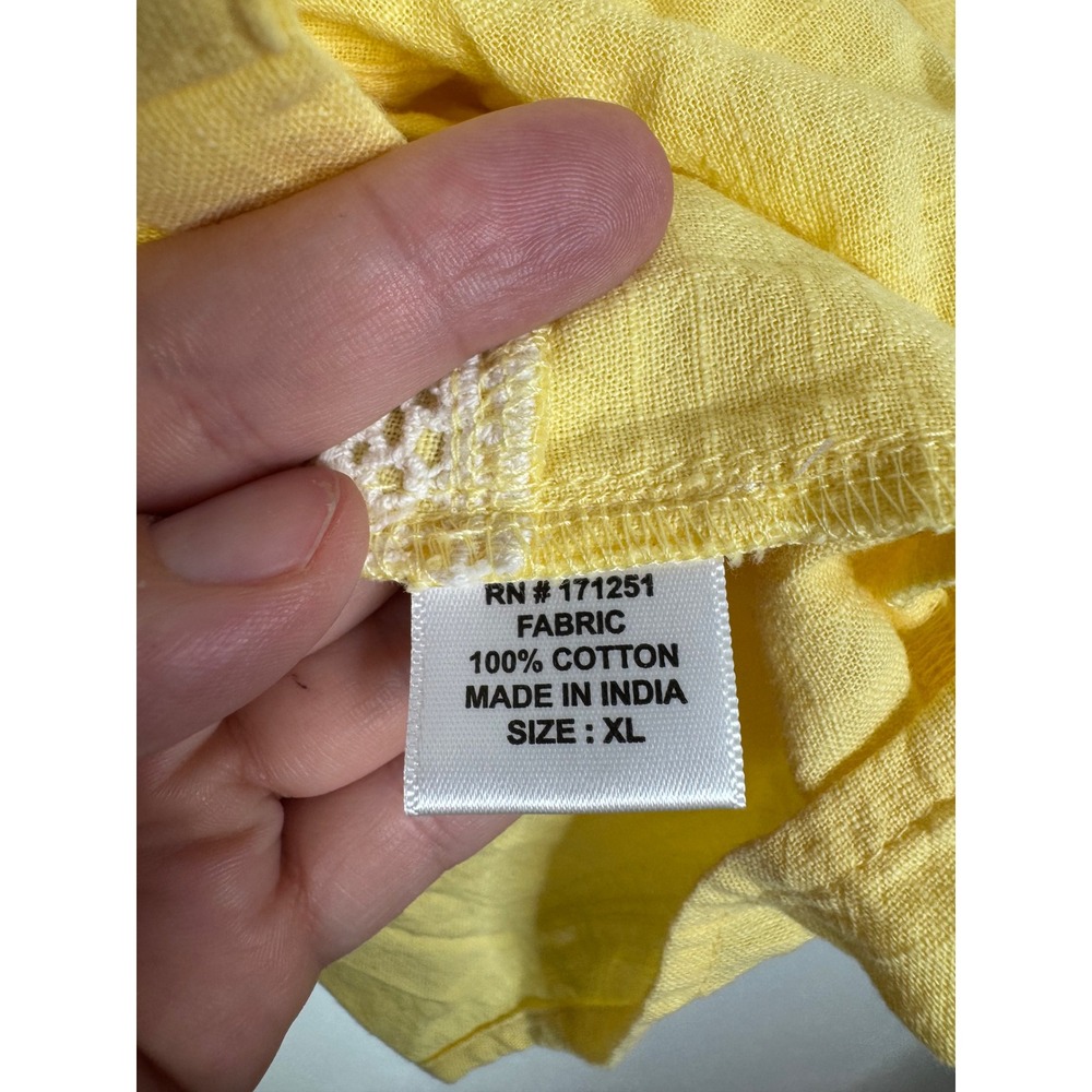 Jennifer & Grace Banana Yellow Embroidered Lace Cotton Blouse XL CT2935M - Picture 4 of 7